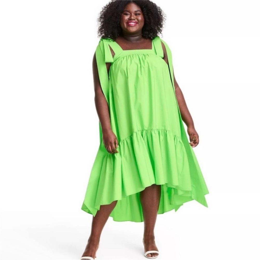✨christopher john rogers x target green tie strap high-low babydoll dress✨